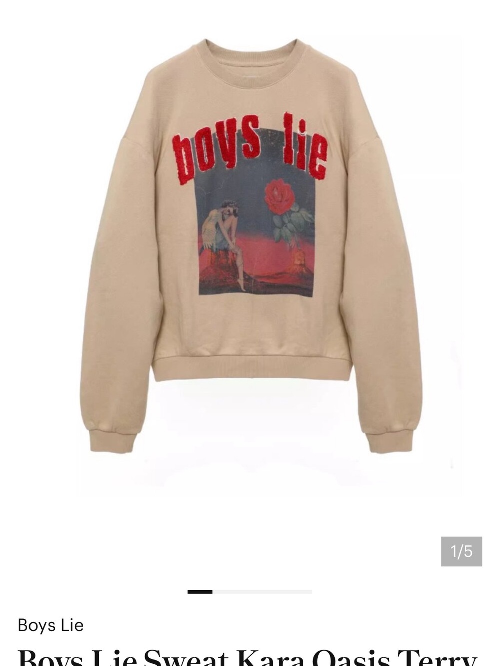 Boys Lie Beige Crewneck Sweatshirt with Red Text and Graphic
